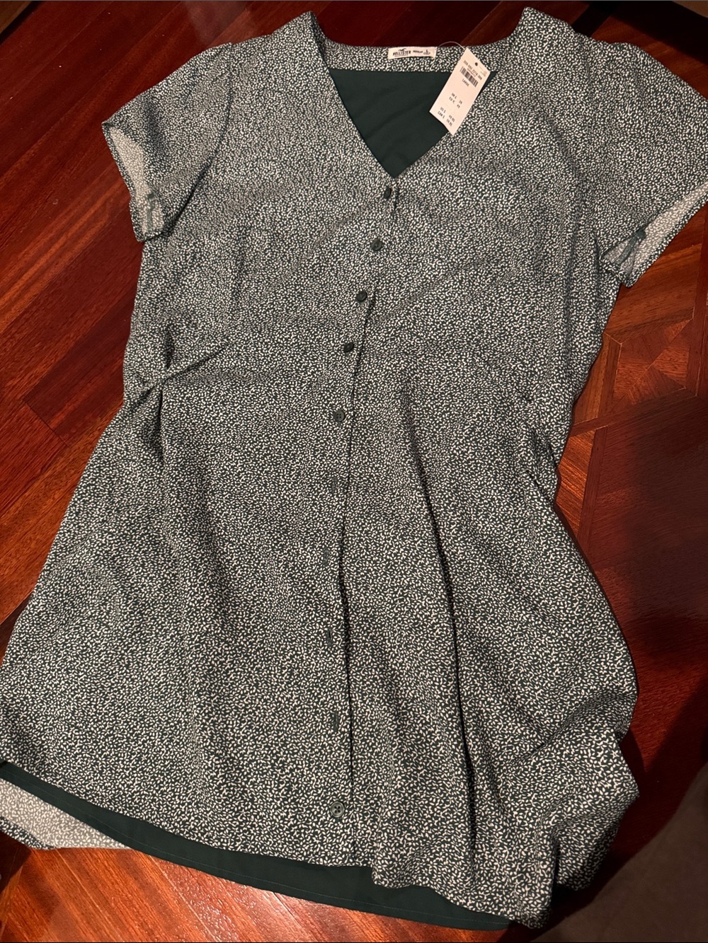 Hollister Dark Green Microprint Mini Dress